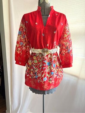 Vtg 1970s poly floral tunic